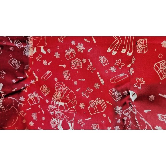 Material Fabric Red Cotton Christmas Santa Reindeer Mrs Claus Snowmen Expelling - Picture 1 of 10